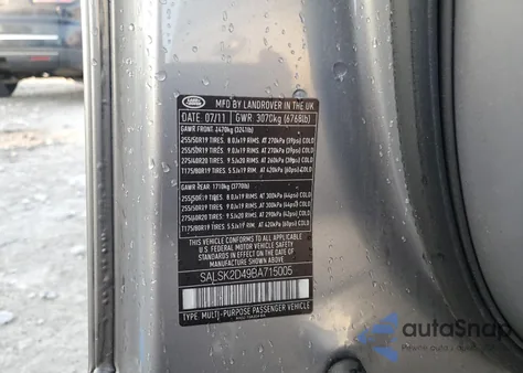 2011 Land Rover Range Rover Sport Lux from USA, damaged, VIN SALSK2D49BA715005